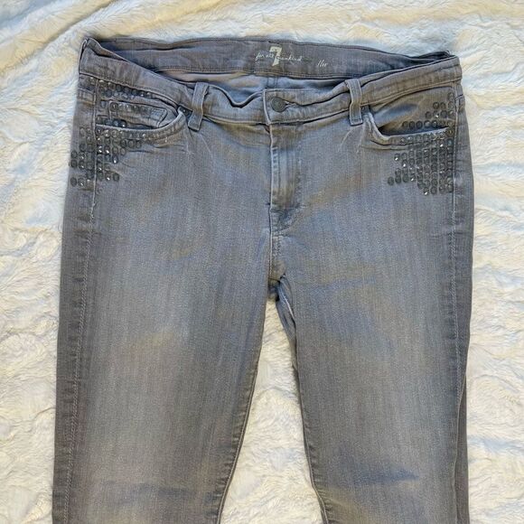 7 For All Mankind Gray Embellished Skinny Jean - Women’s 32 - Picture 2 of 9